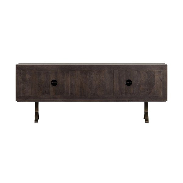 Tamsiai rudos spalvos iš mango masyvo TV spintelė 180x70x40 cm Draw – WOOOD-image-4