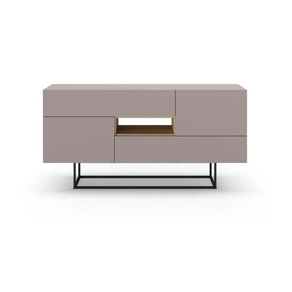 Žema šoninė spintelė pilkos spalvos/smėlio spalvos 145x82 cm Titan – Marckeric-image-2
