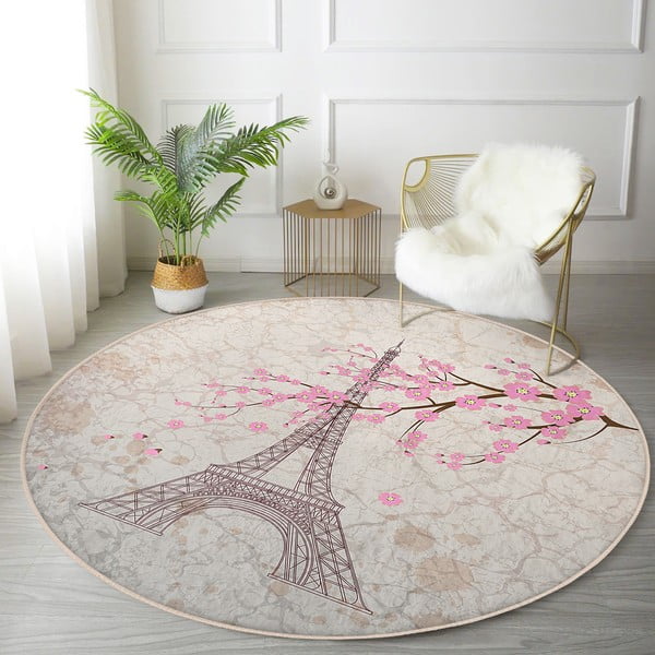 Skalbiamas/robotiniams dulkių siurbliams apvalios formos kilimas šviesiai rožinės spalvos ø 120 cm Comfort – Mila Home-image-2