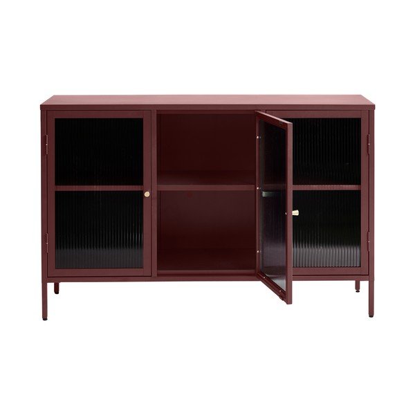 Iš metalo vitrina raudonos spalvos 132x85 cm Bronco – Unique Furniture-image-2
