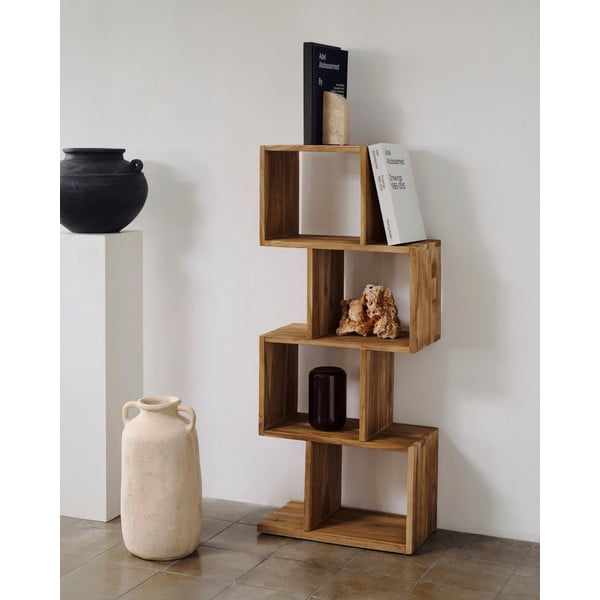 Natūralios spalvos iš tikmedžio masyvo knygų spinta  55x132x30 cm Aroba – Kave Home-image-1