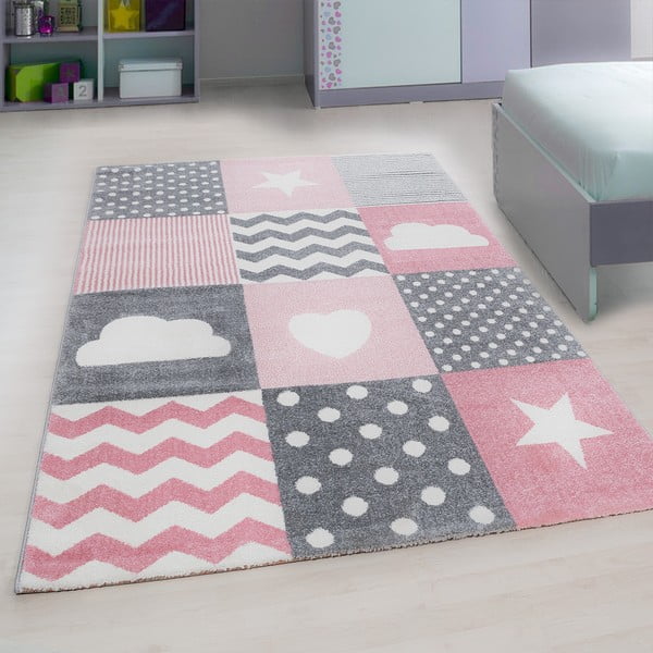 Vaikiškas kilimas rožinės spalvos/pilkos spalvos 140x200 cm Kids – Ayyildiz Carpets-image-1