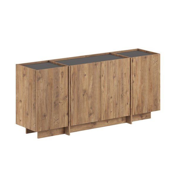 Natūralios spalvos šoninė spintelė iš pušies su anga laidams 180x80x45 cm Dorma – Kalune Design