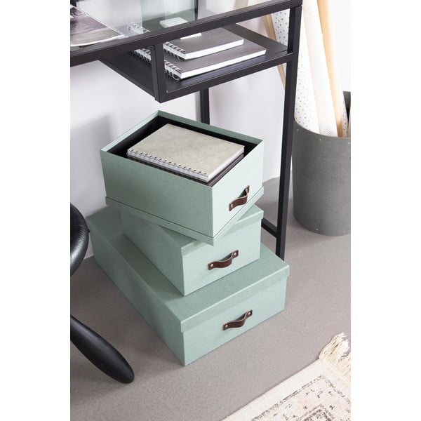 Daiktadėžės iš kartono mėtų spalvos su dangčiu 3 vnt. 31x47x15 cm Inge – Bigso Box of Sweden-image-2
