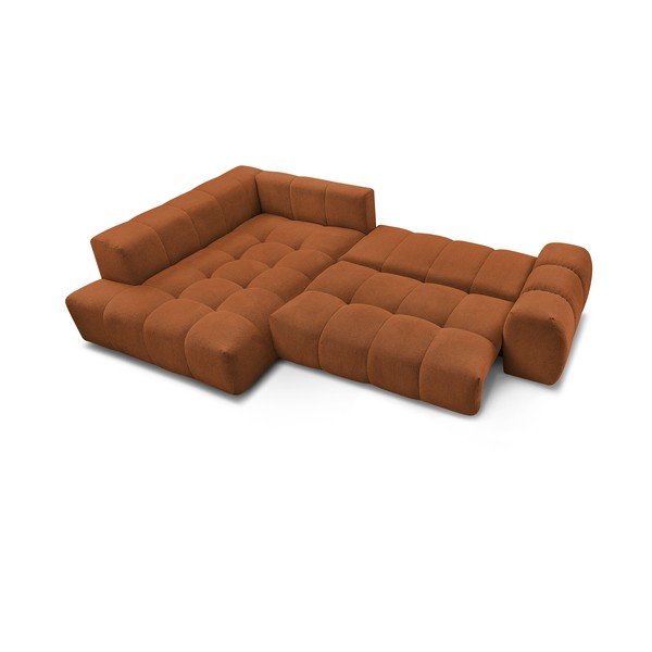 Terakotos spalvos iš šenilinio audinio sulankstoma/su sandėliavimo vieta kampinė sofa (su kairiuoju kampu/„L“ formos) Everest – Bobochic Paris-image-4