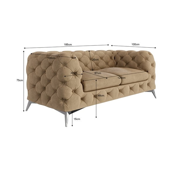 Šviesiai rudos spalvos iš velveto sofa 185 cm Chelsea – Ropez-image-3