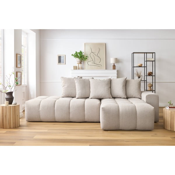Smėlio spalvos kampinė sofa (dešinysis kampas) Mont-Blanc - Bobochic Paris-image-1