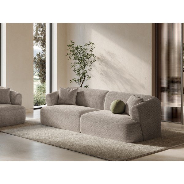 Šviesiai rudos spalvos sofa iš kordinio velveto 255 cm Campi – Cosmopolitan Design-image-1