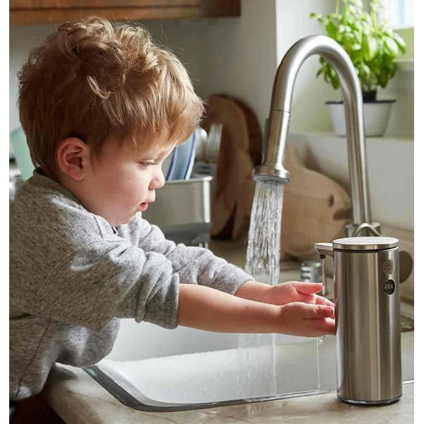 Pilkas automatinis muilo dozatorius iš plieno 266 ml - simplehuman-image-4