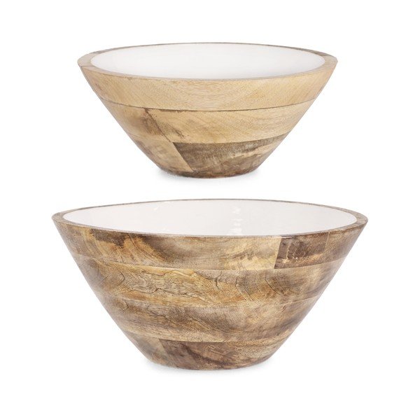 Baltos spalvos iš medienos dubenys 2 vnt. ø 30,5 cm Knossos – Yes Everyday-image-1