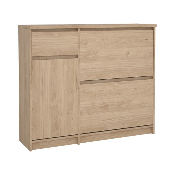 Natūralios spalvos atlenkiama spintelė batams iš ąžuolo 109x93x32 cm Naia – Tvilum