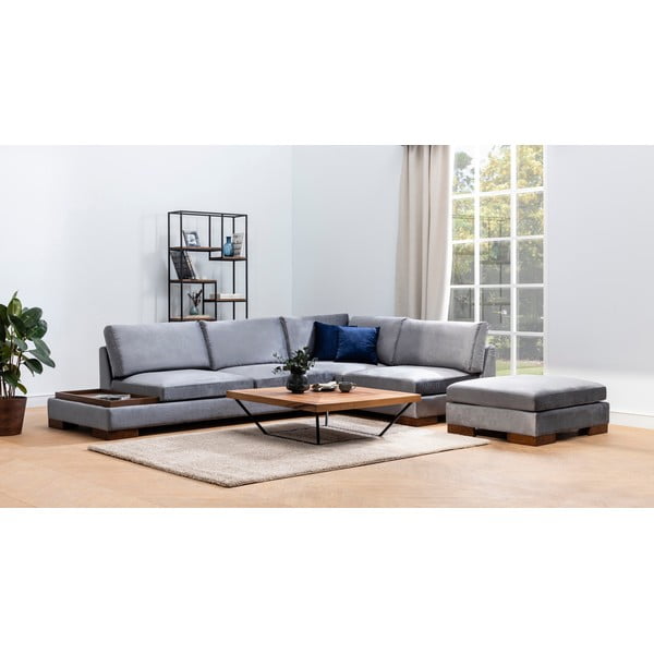 Kampinė sofa pilkos spalvos (su dešiniuoju kampu) Tulip – Balcab Home-image-3