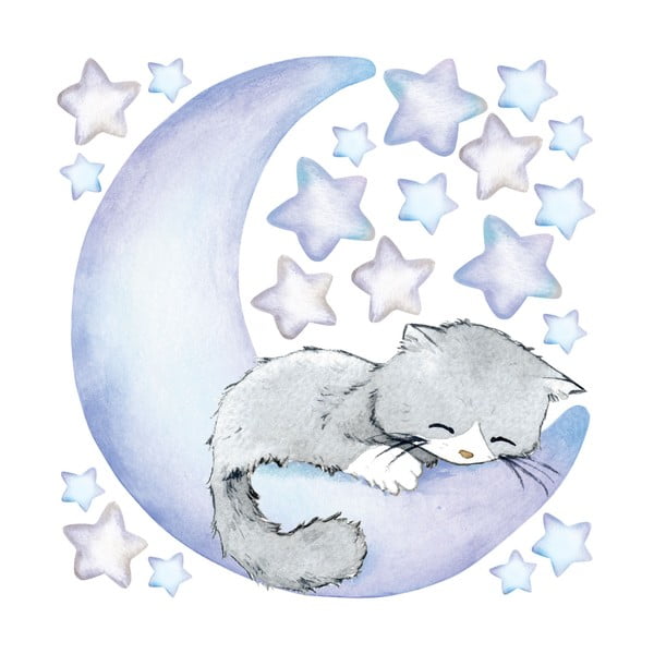 Mėlyni vaikiški sienų lipdukai Ambiance Magic Cat-image-2