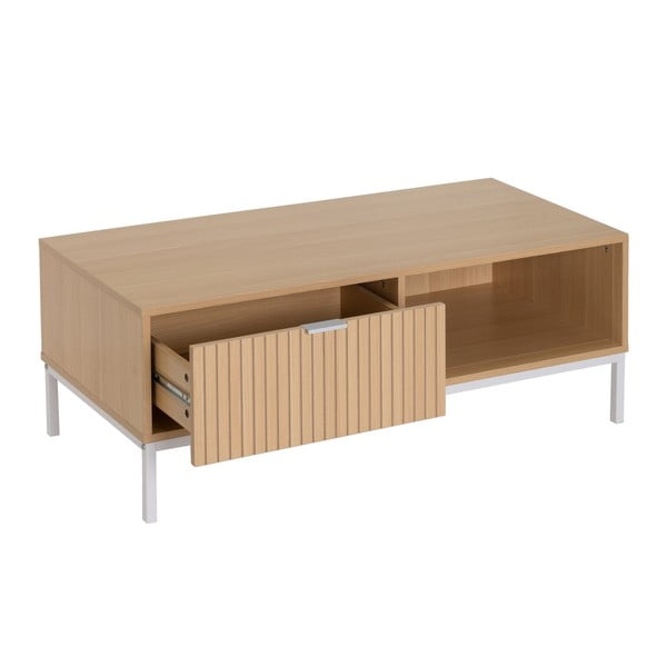 Natūralios spalvos kavos staliukas iš ąžuolo 50x110 cm Mid-Lines – Casa Selección-image-1