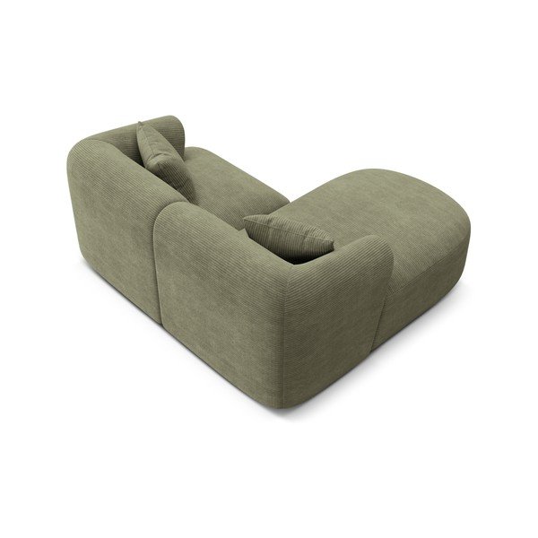 Žalios spalvos kampinė sofa iš kordinio velveto (su kairiuoju kampu/su gultu) Campi – Cosmopolitan Design-image-3