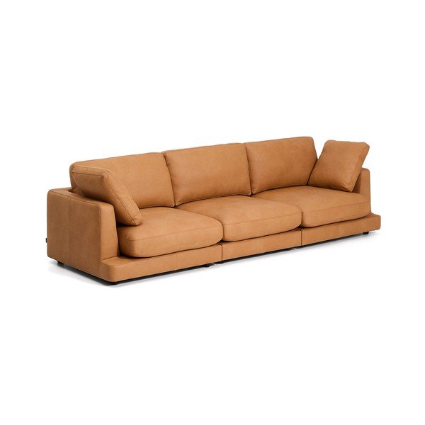 Rudos spalvos sofa iš odos 300 cm Gala – Kave Home