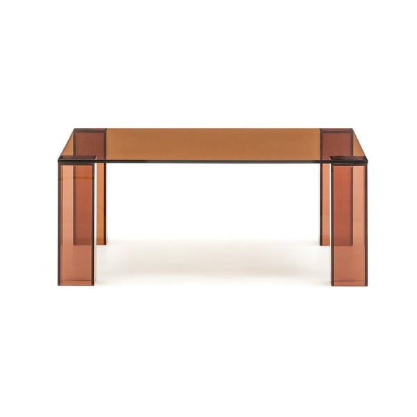 Rudos spalvos iš stiklo kavos staliukas 85x85 cm Adularia – Kave Home-image-3