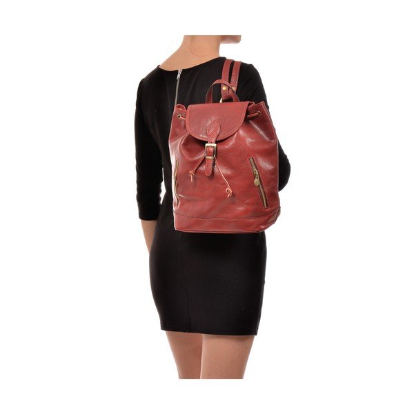 Raudona odinė kuprinė Sofia Cardoni Cindy-image-4