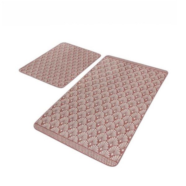 Rudos spalvos iš velveto vonios kilimėliai 2 vnt. 60x100 cm – Mila Home