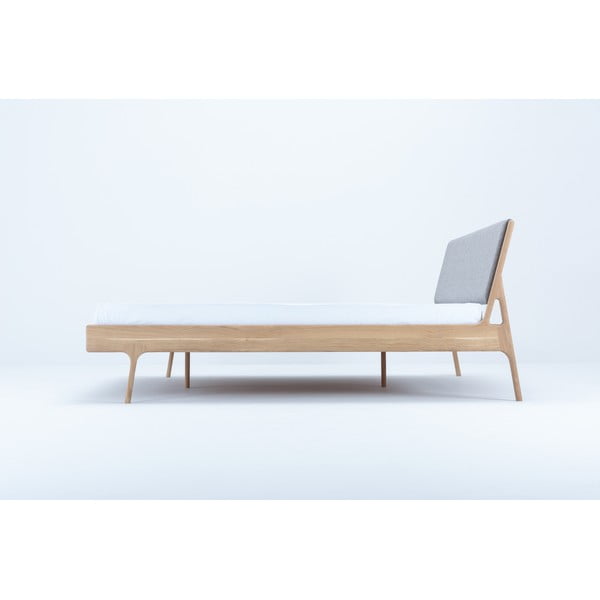 Pilka/natūralios spalvos minkšta ąžuolinė dvigulė lova 160x200 cm Fawn - Gazzda-image-3