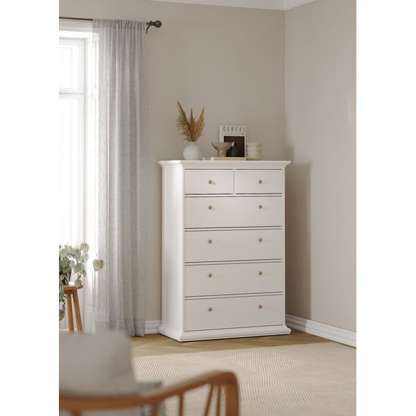 Aukšta šoninė spintelė baltos spalvos 96x140 cm Paris – Tvilum-image-1