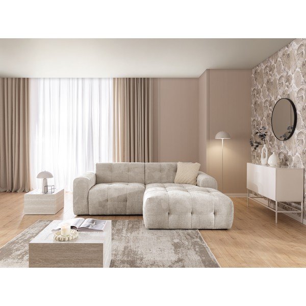Smėlio spalvos kampinė sofa (su dešiniuoju kampu/su gultu) Melva – Ropez-image-4