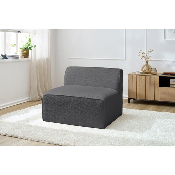 Tamsiai pilkos spalvos iš boucle modulinė sofos dalis (modulinė) Megeve – Bobochic Paris-image-1
