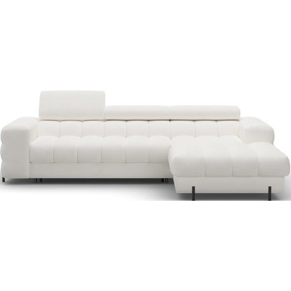 Kreminės spalvos iš boucle sulankstoma/su sandėliavimo vieta kampinė sofa (su dešiniuoju kampu/su gultu) Felro – ELTAP