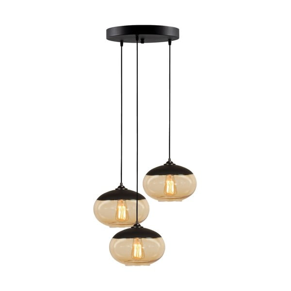Kabantis šviestuvas ochros spalvos/juodos spalvos ø 50 cm su stiklo gaubtu Camini – Opviq lights-image-2