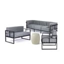 Sodo poilsio baldų komplektas iš aliuminio pilkos spalvos 6 žmonėms – Bonami Essentials