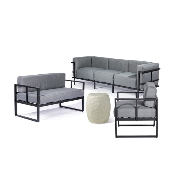 Sodo poilsio baldų komplektas iš aliuminio pilkos spalvos 6 žmonėms – Bonami Essentials