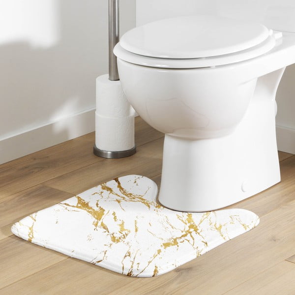 Baltos spalvos/auksinės spalvos vonios kilimėlis 45x45 cm Aquamarbre – douceur d'intérieur-image-1