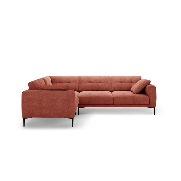Raudonos plytų spalvos kampinė sofa (su kairiuoju kampu/„L“ formos) Bemy – Micadoni -image-1