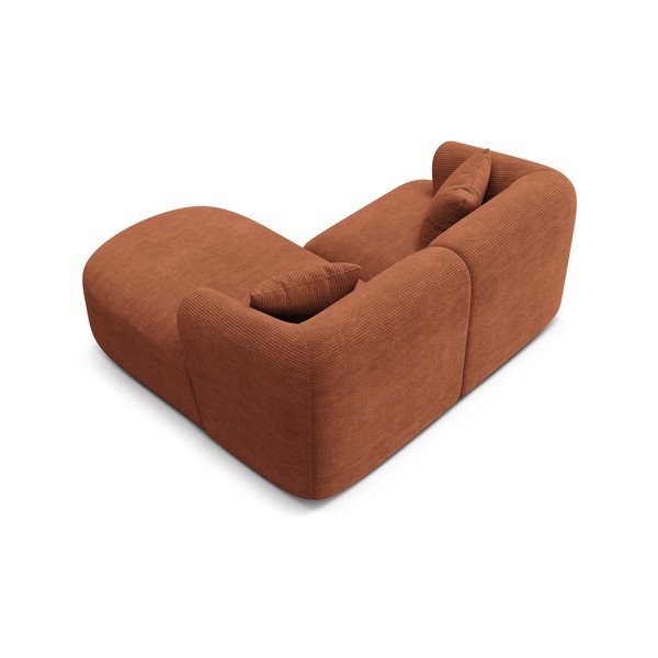 Terakotos spalvos kampinė sofa iš kordinio velveto (su dešiniuoju kampu/su gultu) Campi – Cosmopolitan Design-image-3