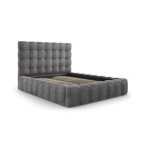 Dvigulė lova pilkos spalvos audiniu dengta su sandėliavimo vieta su lovos grotelėmis 160x200 cm Bali – Cosmopolitan Design