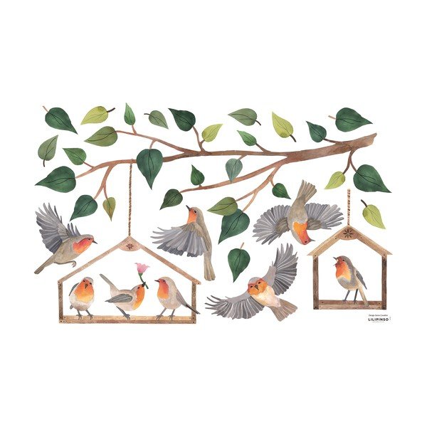 Lipdukų lapas 64x40 cm Robins Redbreast – Lilipinso