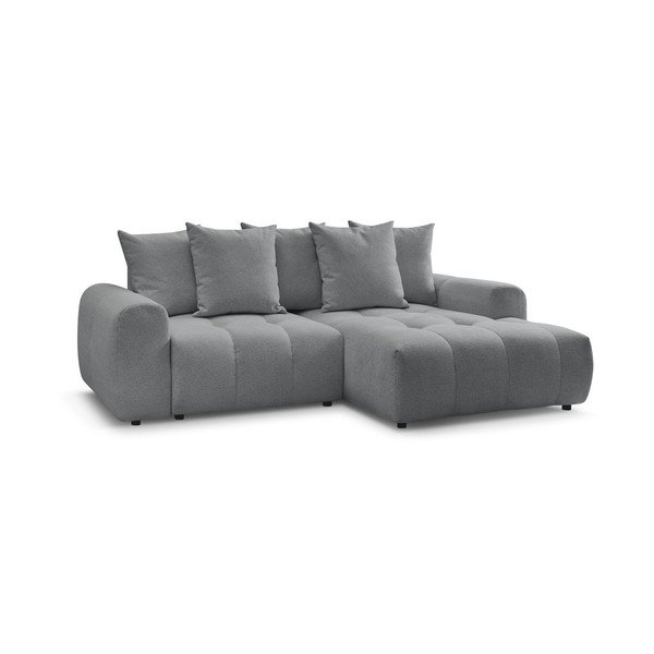 Pilkos spalvos sulankstoma/su sandėliavimo vieta kampinė sofa iš šenilinio audinio (su dešiniuoju kampu/su gultu) Roxelane – Bobochic Paris