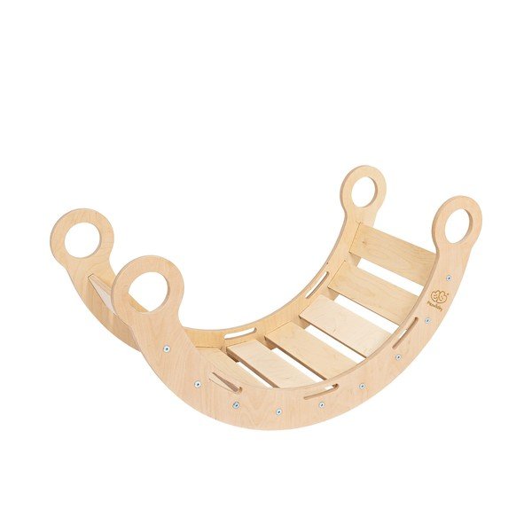 Rožinės spalvos/natūralios spalvos iš pušies masyvo supamoji lenta 39x75x38 cm Montessori – Meowbaby-image-4