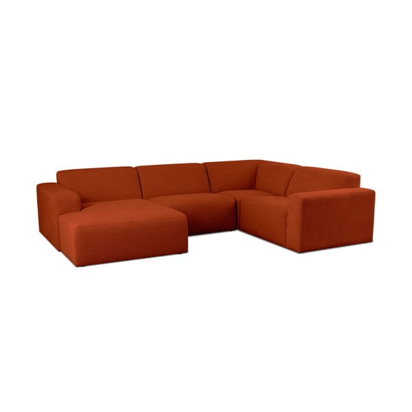 Iš boucle kampinė sofa raudonos plytų spalvos („U“ formos) Roxy – Scandic-image-1