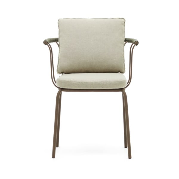 Žalia / smėlio spalvos metalinė sodo kėdė Salguer - Kave Home-image-2