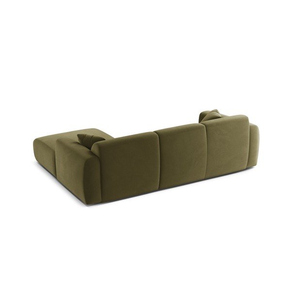 Khaki spalvos kampinė sofa iš velveto (su dešiniuoju kampu/su gultu) Molino – Micadoni -image-3
