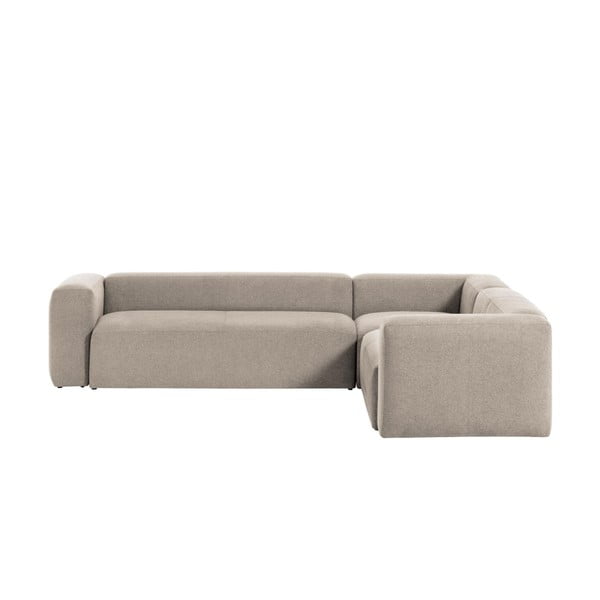 Smėlio spalvos iš šenilinio audinio kampinė sofa Blok – Kave Home-image-3