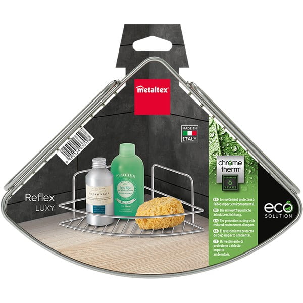 Blizgios sidabrinės spalvos iš plieno vonios lentyna Luxy – Metaltex-image-2