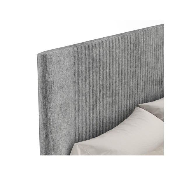 Dvigulė lova pilkos spalvos audiniu dengta su sandėliavimo vieta su lovos grotelėmis 140x200 cm Etero – Maison de Rêve-image-3