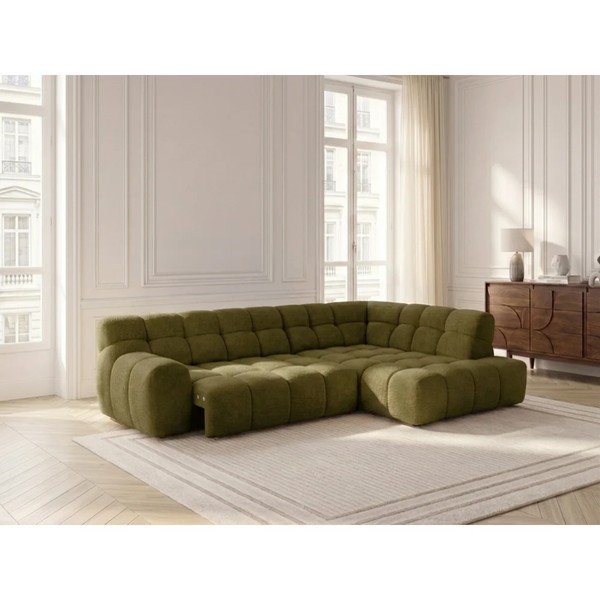 Žalios spalvos sulankstoma/ar elektrisko sēdekļa regulēšanu kampinė sofa (su dešiniuoju kampu/„L“ formos) Andre – Bobochic Paris-image-2