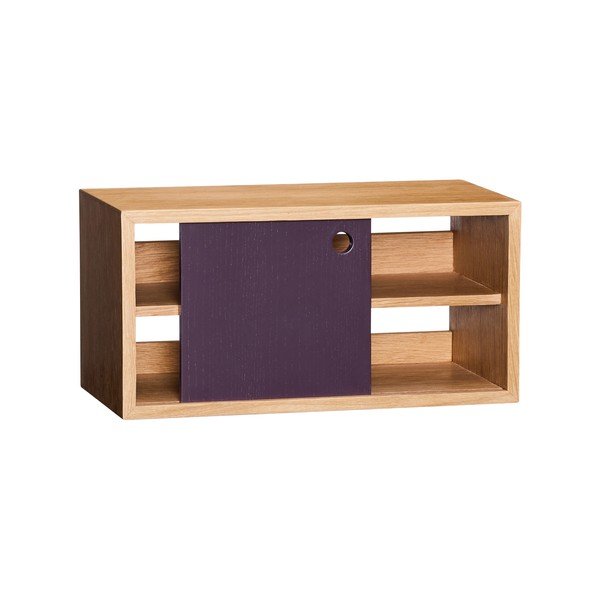 Bordo spalvos/natūralios spalvos sieninė lentyna iš ąžuolo 40 cm Slide – Hübsch-image-3