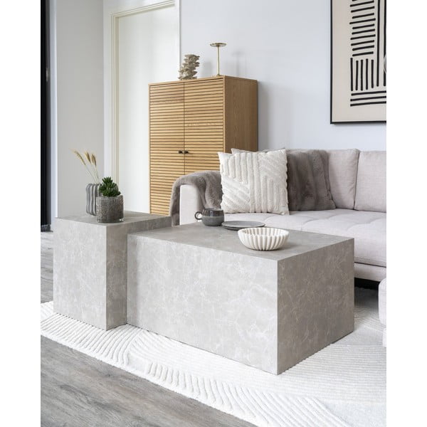 Kavos staliukas smėlio spalvos su marmuro dekoru 60x80 cm Prague – House Nordic-image-1