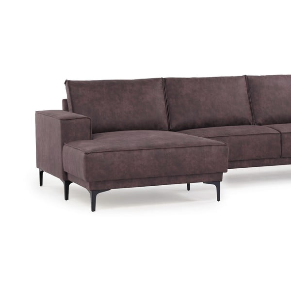 Iš dirbtinės odos kampinė sofa tamsiai rudos spalvos (su kairiuoju kampu) Copenhagen – Scandic-image-4