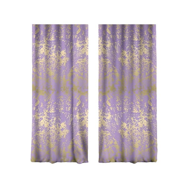 2 violetinės-auksinės spalvos užuolaidos 140x260 cm - Mila Home