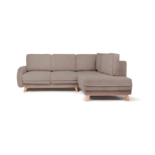 Taupe spalvos sulankstoma/su sandėliavimo vieta kampinė sofa iš kordinio velveto (su dešiniuoju kampu/„L“ formos) Tori – Bonami Selection